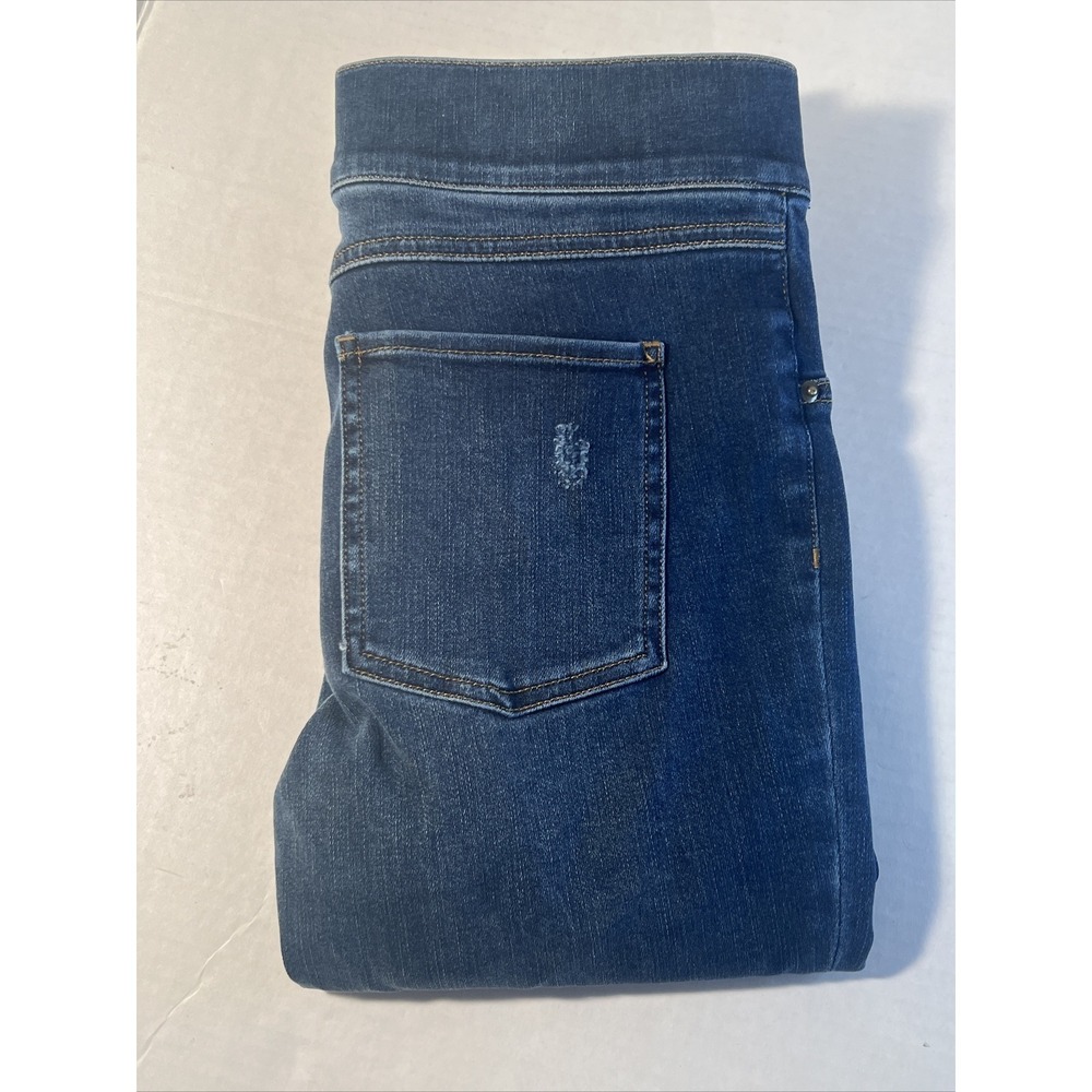 Spanx 20203R Distressed Ankle Skinny Jean-ish Medium Wash Size SMALL Raw‎ Hem